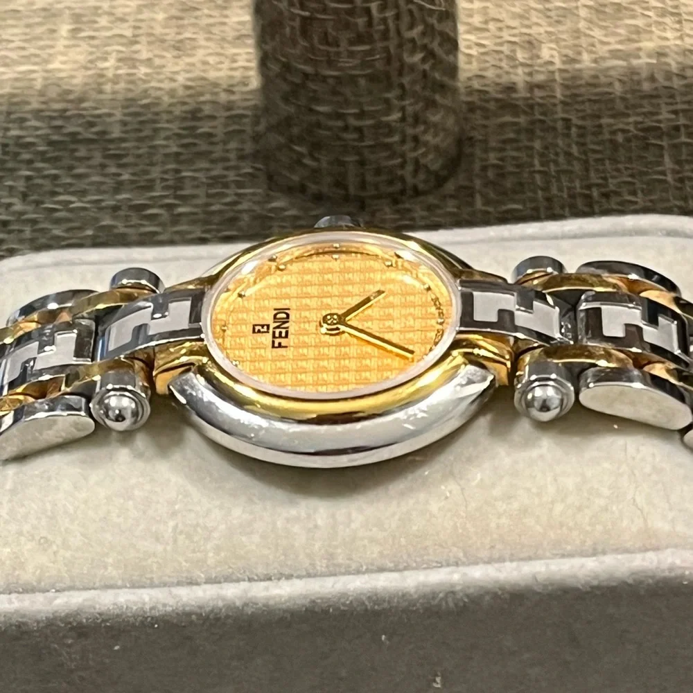 FENDI PRE-LOVED AUTHENTIC ‘ZUCCA’ 18K YELLOW GOLD-PLATED LUXURIOUS WATCH